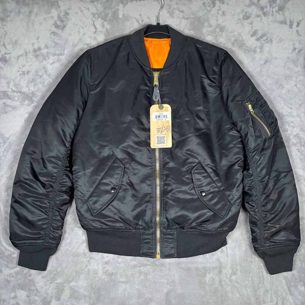 Alpha Industries MA-1 Bomber Jacket Women’s M Black Orange Reversible NWT